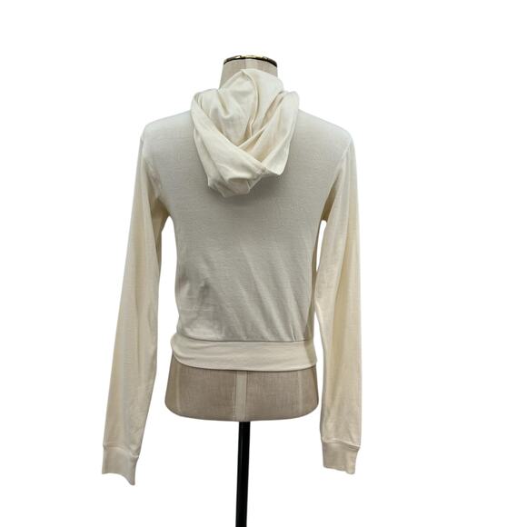 Skims Logo Pointelle Zip Up Hoodie Ivory Cream Size Small - Picture 9 of 14